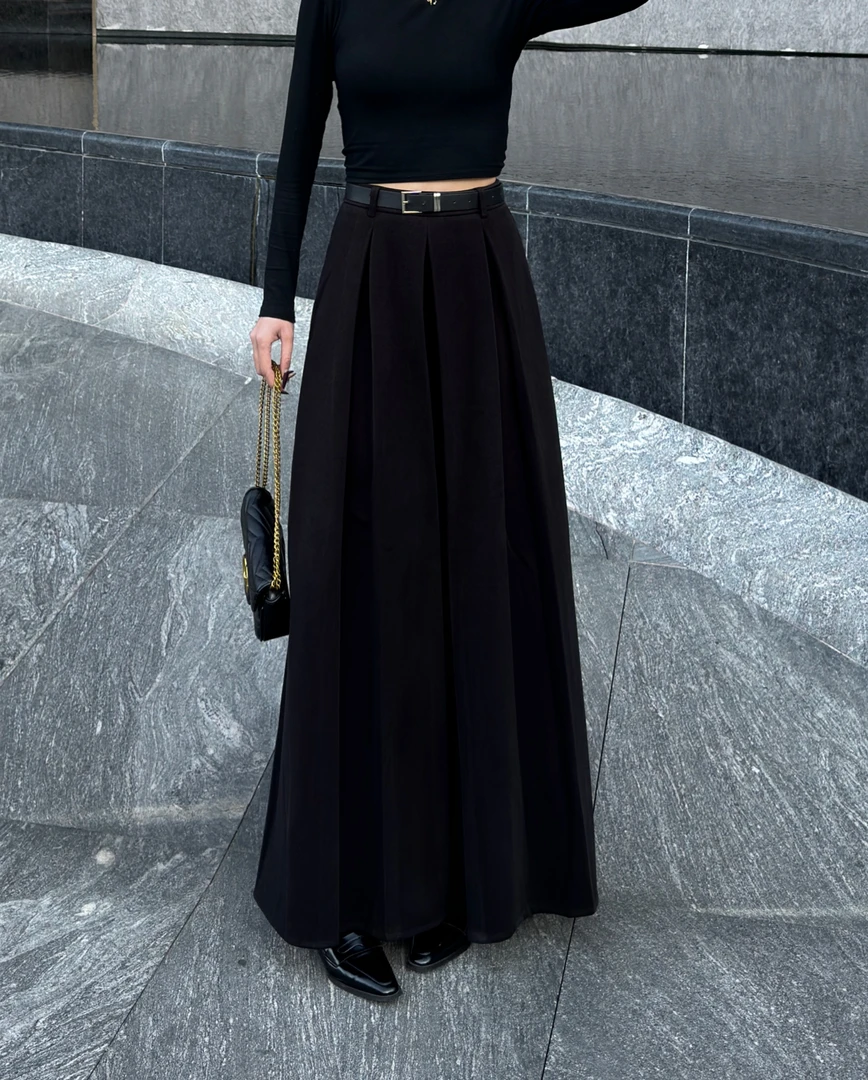 【大智推荐】秋冬显瘦高腰百褶大A版加厚加长毛尼半身裙