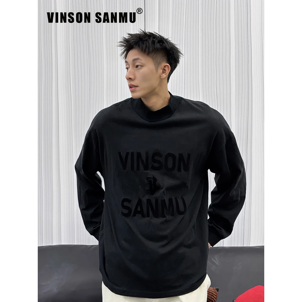 VINSON叁木 2024新款高领卫衣男复古宽松休闲oversize潮牌打底衫