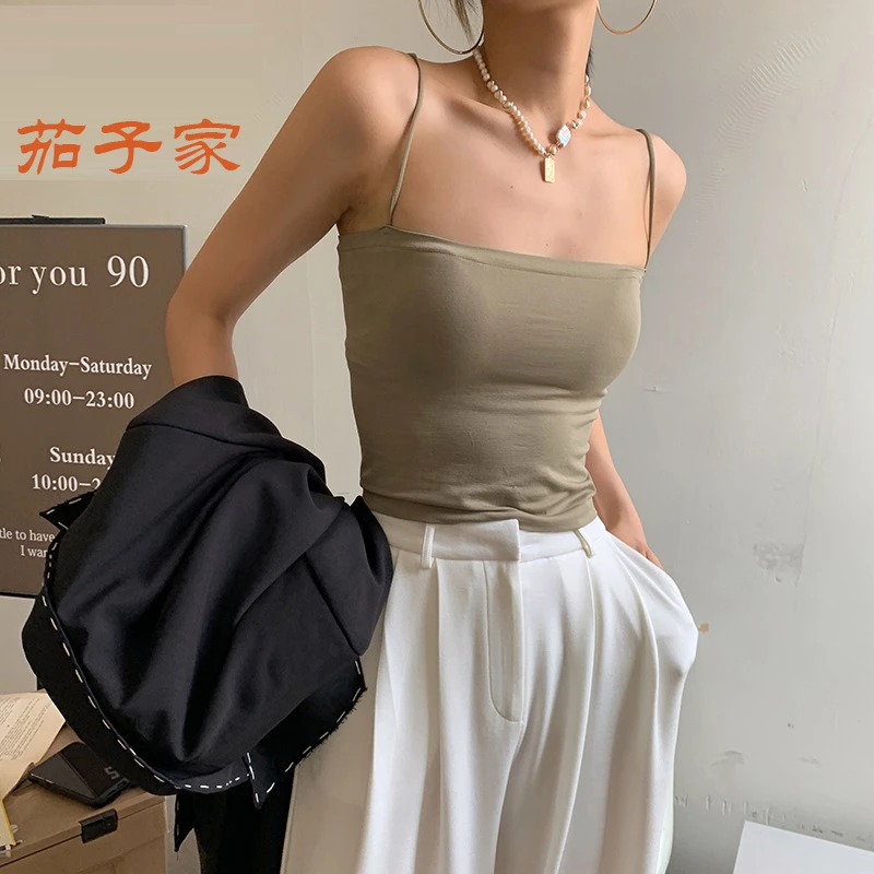 夏季吊带背心美背外穿百搭纯色打底网红短款性感聚拢薄款（随机款）