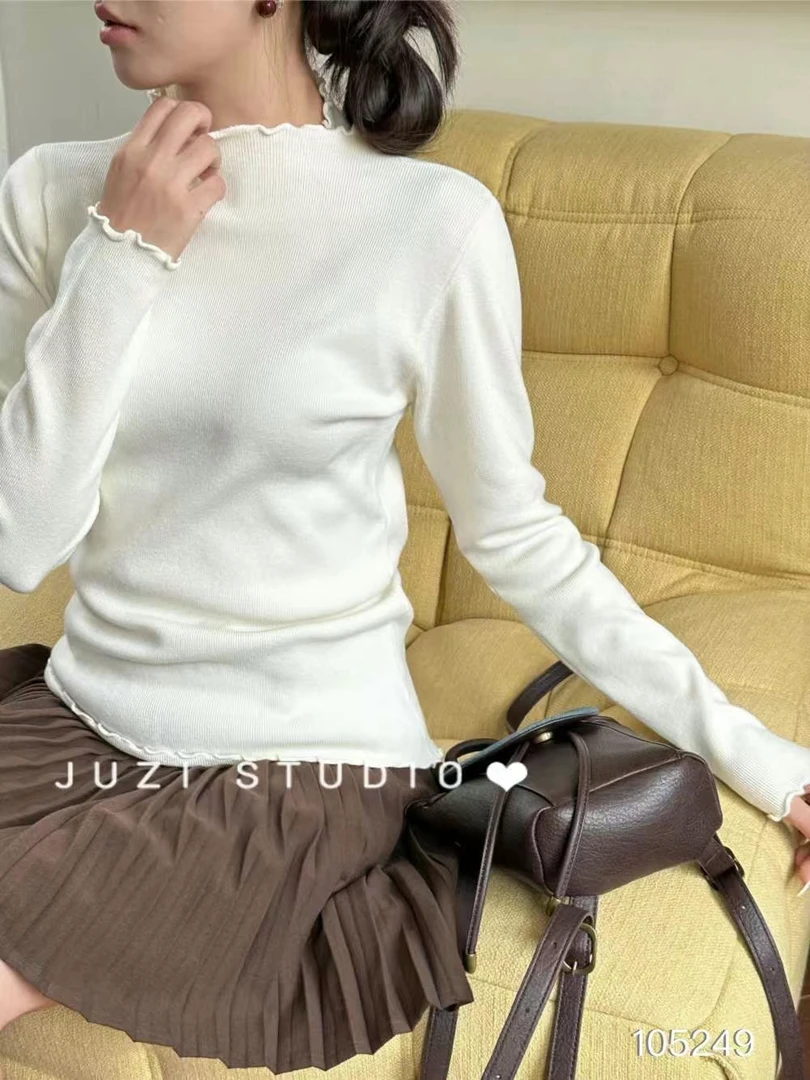 【丸子】▪半高领木耳边打底毛衣显瘦百搭