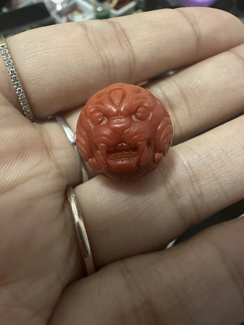 南红保山货头辣椒红吞金兽17mm➕