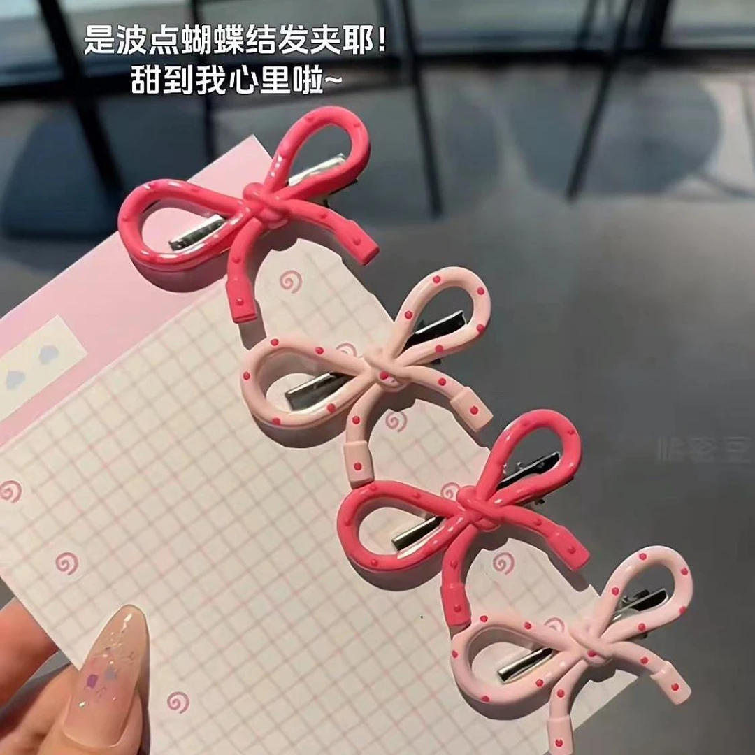 新款韩系可爱多巴胺彩色蝴蝶结发夹BB夹刘海夹发卡发饰
