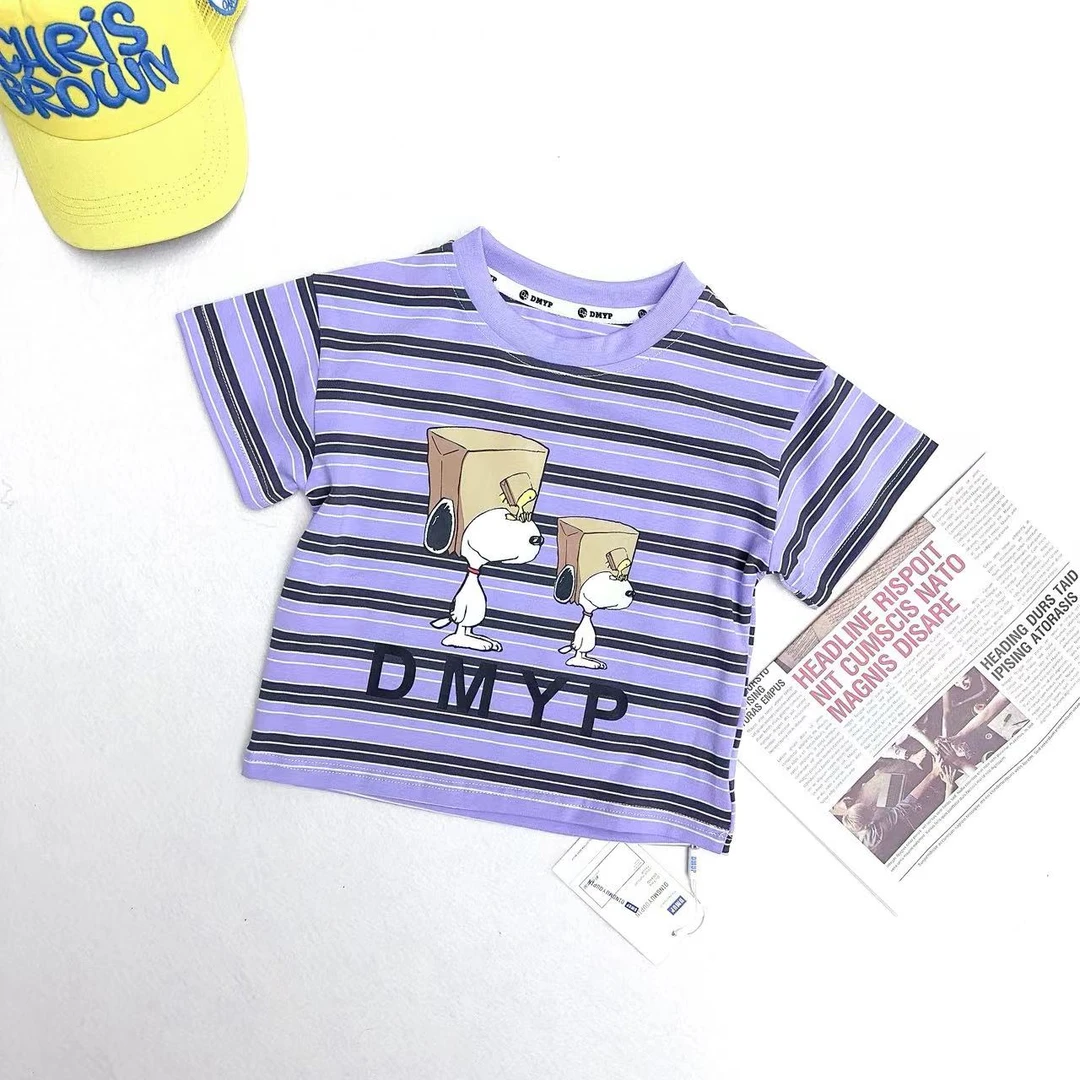 T8176  韩版 品牌 彩条印花圆领短袖