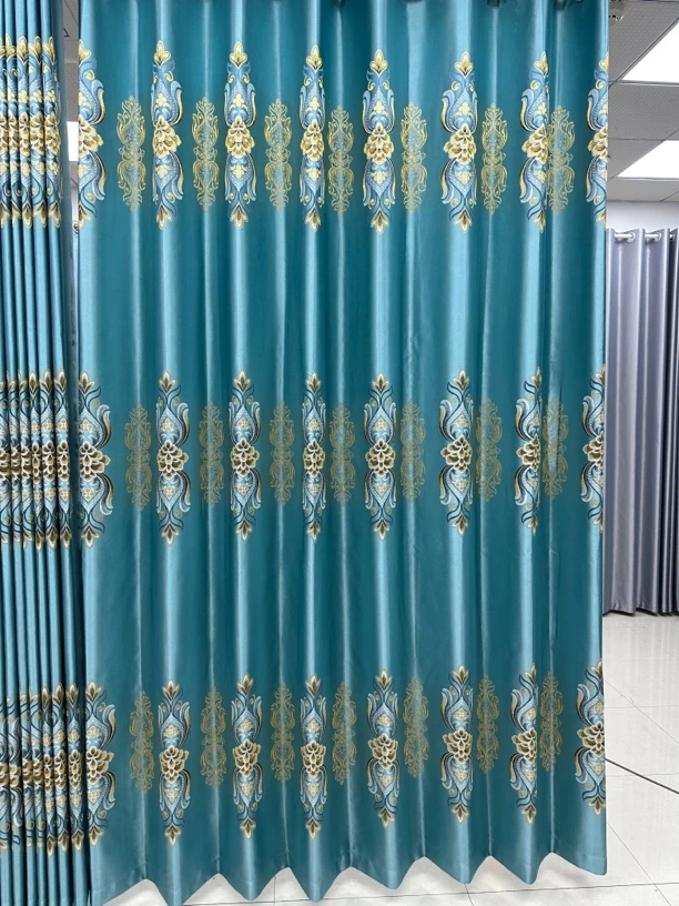 高精密提花遮光窗帘现代客厅卧室落地窗