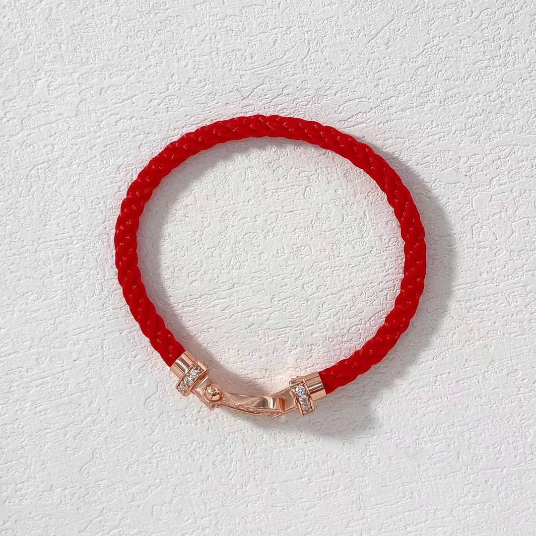 925银莫桑石手链 木木（Q1499）满镶马蹄扣红绳手链