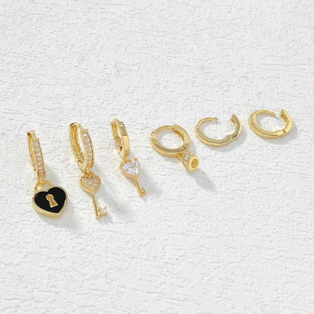 铜合金耳饰 木木（LY1123）6只装 时尚耳饰