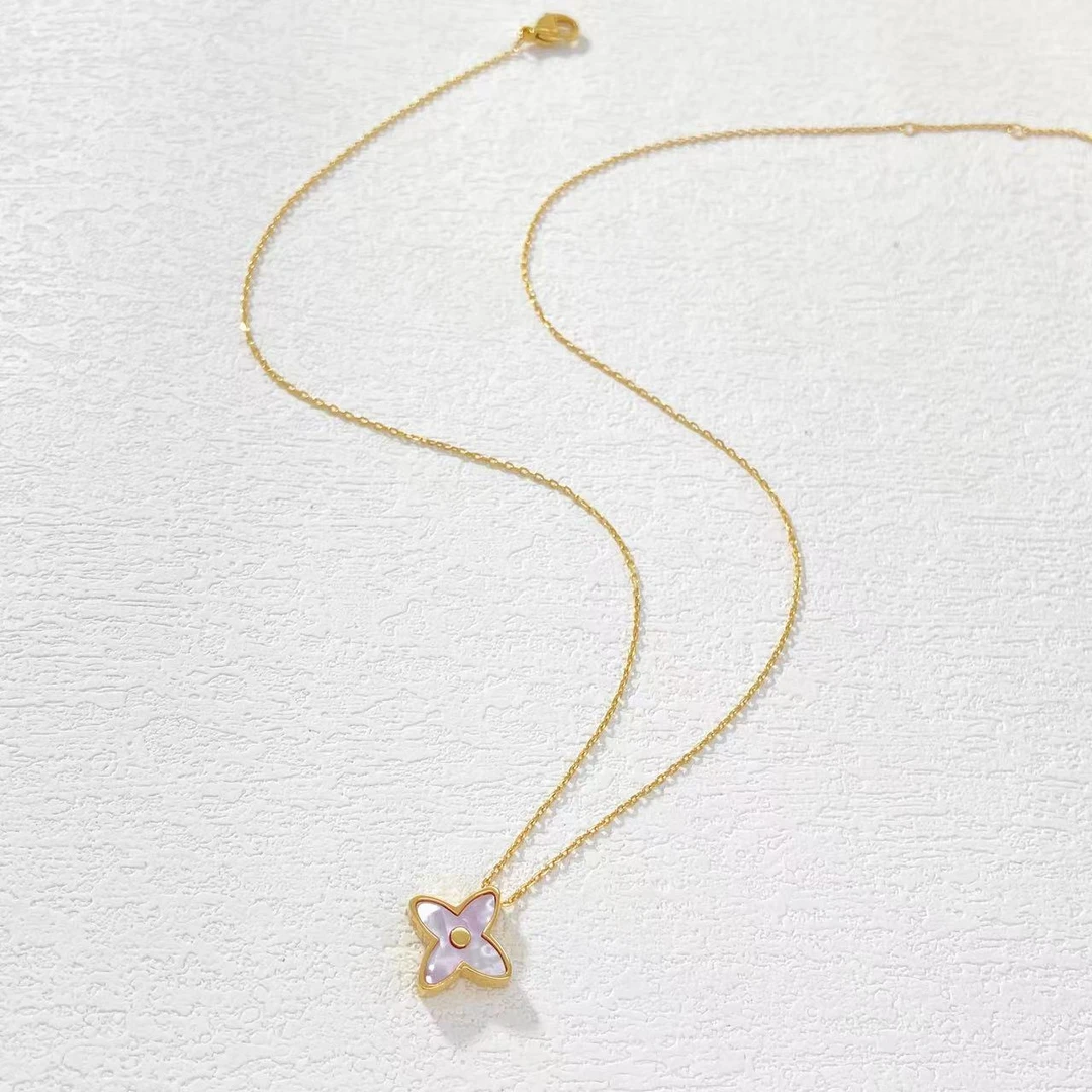 钛钢项链 木木（RZ5108）  48厘米  尖花雕花双面颈链项链