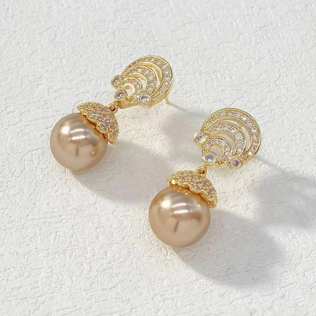 铜合金耳饰 木木（YS158）  满镶重工精致耳钉耳饰