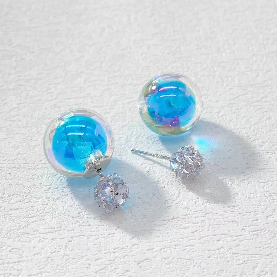 铜合金耳饰 木木（RZ5138） 糖心梦幻流光球爆闪耳钉耳饰