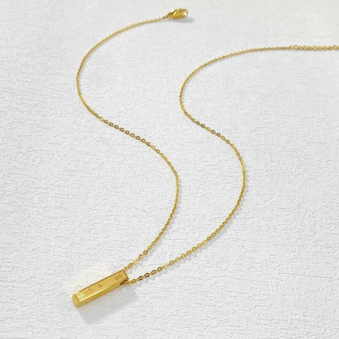 钛钢项链 木木（RZ5451）  48厘米 古法上上签吉字项链