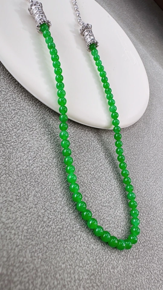 天然缅甸A货翡翠满色小米链