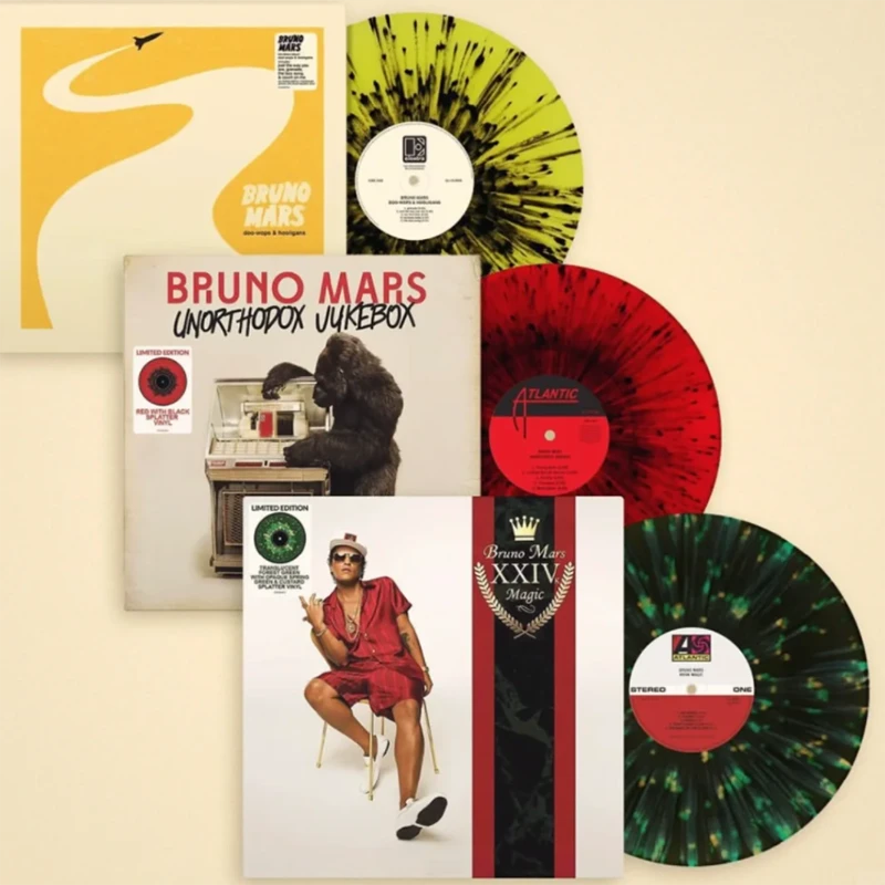 火星哥专辑合集 Bruno Mars 24K Magic LP黑绿喷溅胶 黑黄绿 红黑