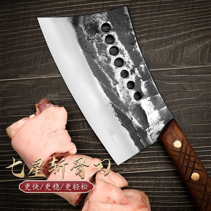 锻打砍骨刀纯手工商用剁骨刀加厚重型砍大骨头专用刀弹簧钢斩骨刀