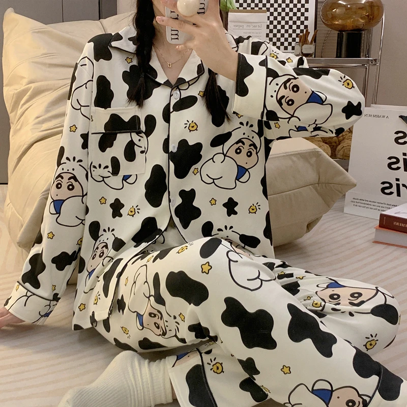 【长袖奶牛小新】睡衣女秋冬韩版网红ins风时尚女士春秋家居服套装