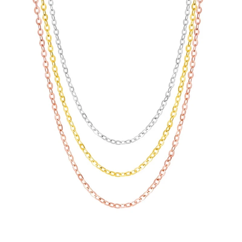 （0.5-0.6克）18K金O字链玫瑰金项链黄金白金调节闪O链AU750锁骨链