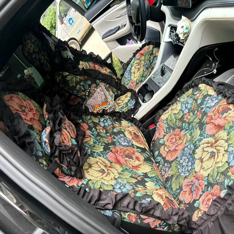 订做女神四季汽车座垫女士棉麻提花通用座套比亚迪驱逐舰05秦海豹