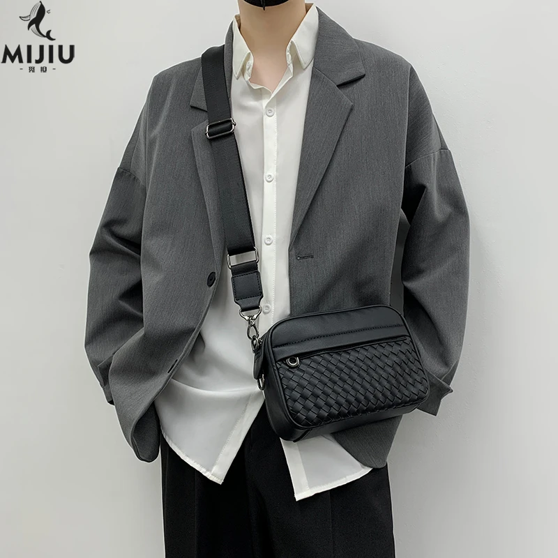 觅旧潮牌斜挎包男潮流皮质包包男士单肩包休闲通勤背包礼物6111