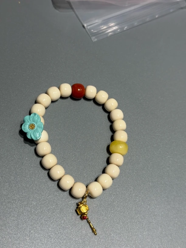 原皮原色猛犸牙老型珠手串