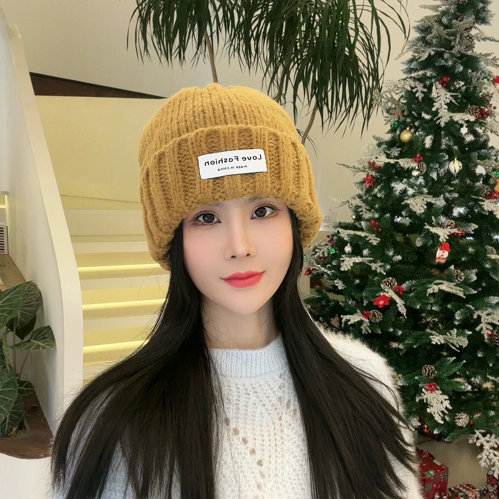 冬季防寒显脸小大头围骑行保暖护耳毛线帽男女时尚百搭粗线冷帽子