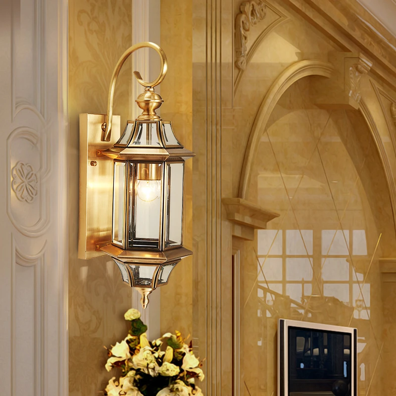 全铜户外防水大门led花园壁灯别墅楼梯阳台过道门口走廊庭院壁灯