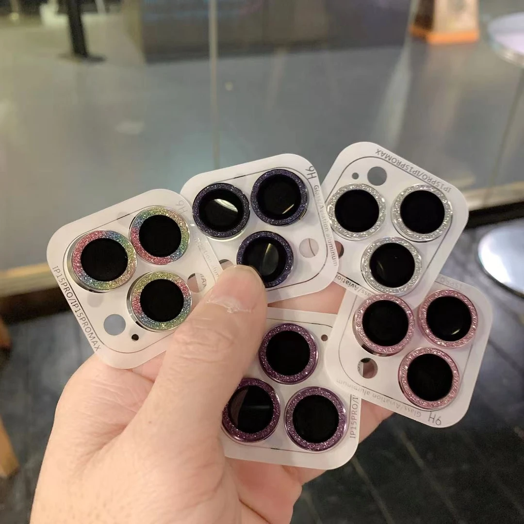 奢华苹果15proMax 镜头膜iPhone 14闪粉后摄像头盖13金属镜头盖12