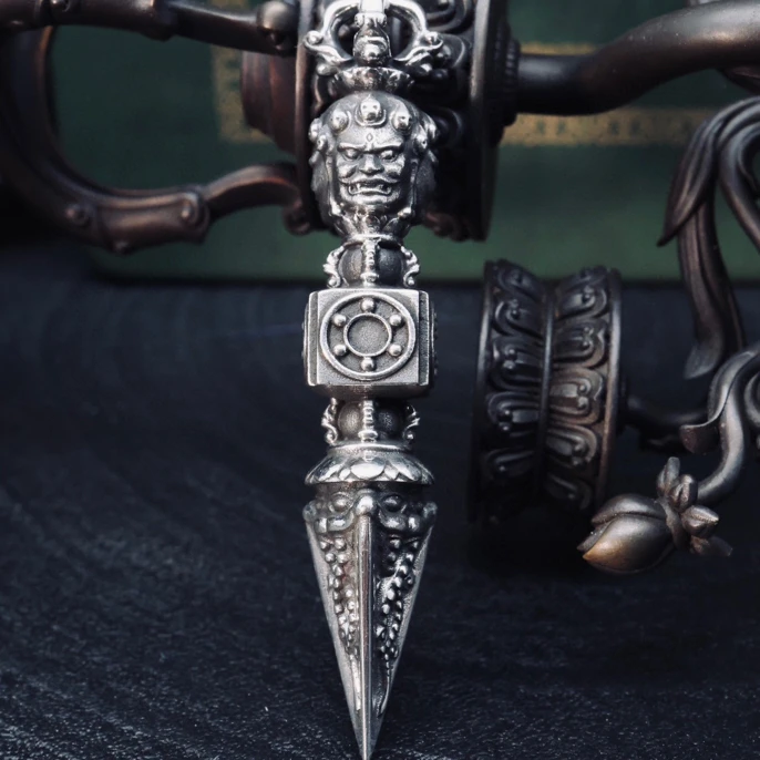 吊坠925银 【孙小禹出品】纯银 三面普巴撅吊坠 国风 尺寸59*11mm