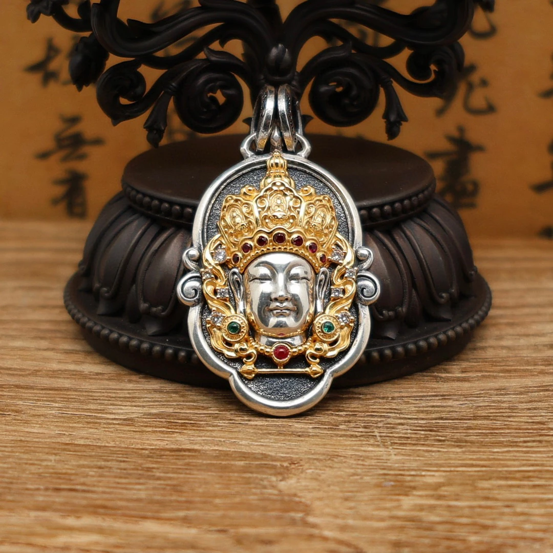 坠链均925银 【孙小禹银饰】纯银 鎏金地藏王 吊牌 套链 国风设计款