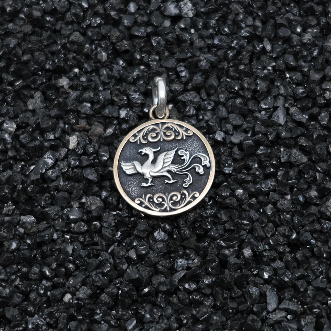 吊坠925银 【孙小禹银饰】纯银 镶铜四相五行-朱雀 （火 ）国风系列