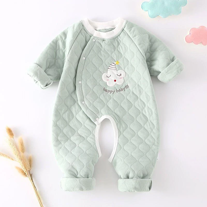 婴儿连体衣春秋冬装保暖冬季夹棉秋季新生儿衣服早秋宝宝加厚套装