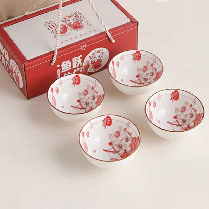 国瓷陶瓷餐具釉下彩网红款鱼跃龙门家用米饭碗喝粥碗多用可爱套装