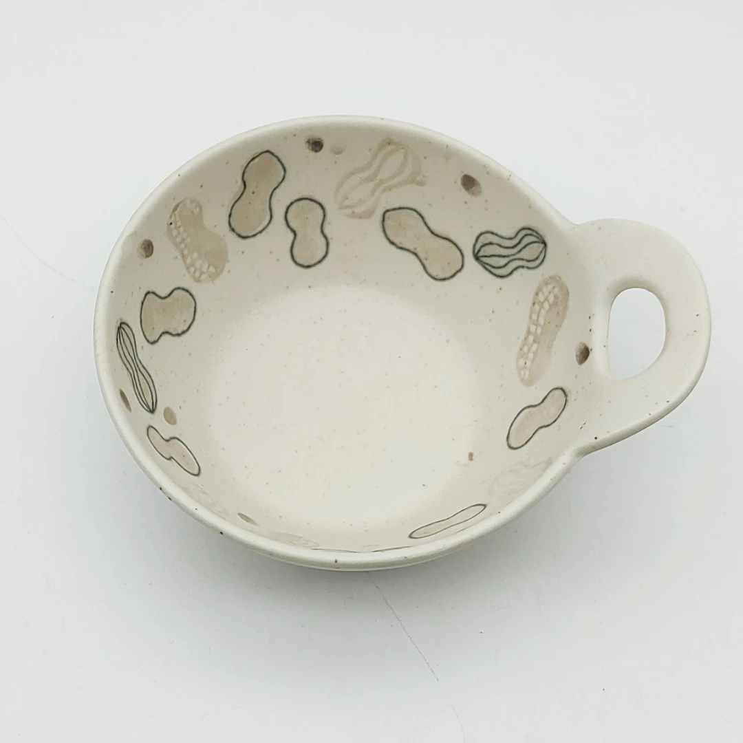 日本进口陶瓷餐具日式美浓烧落花生家用米饭碗喝粥碗酱料碗多用