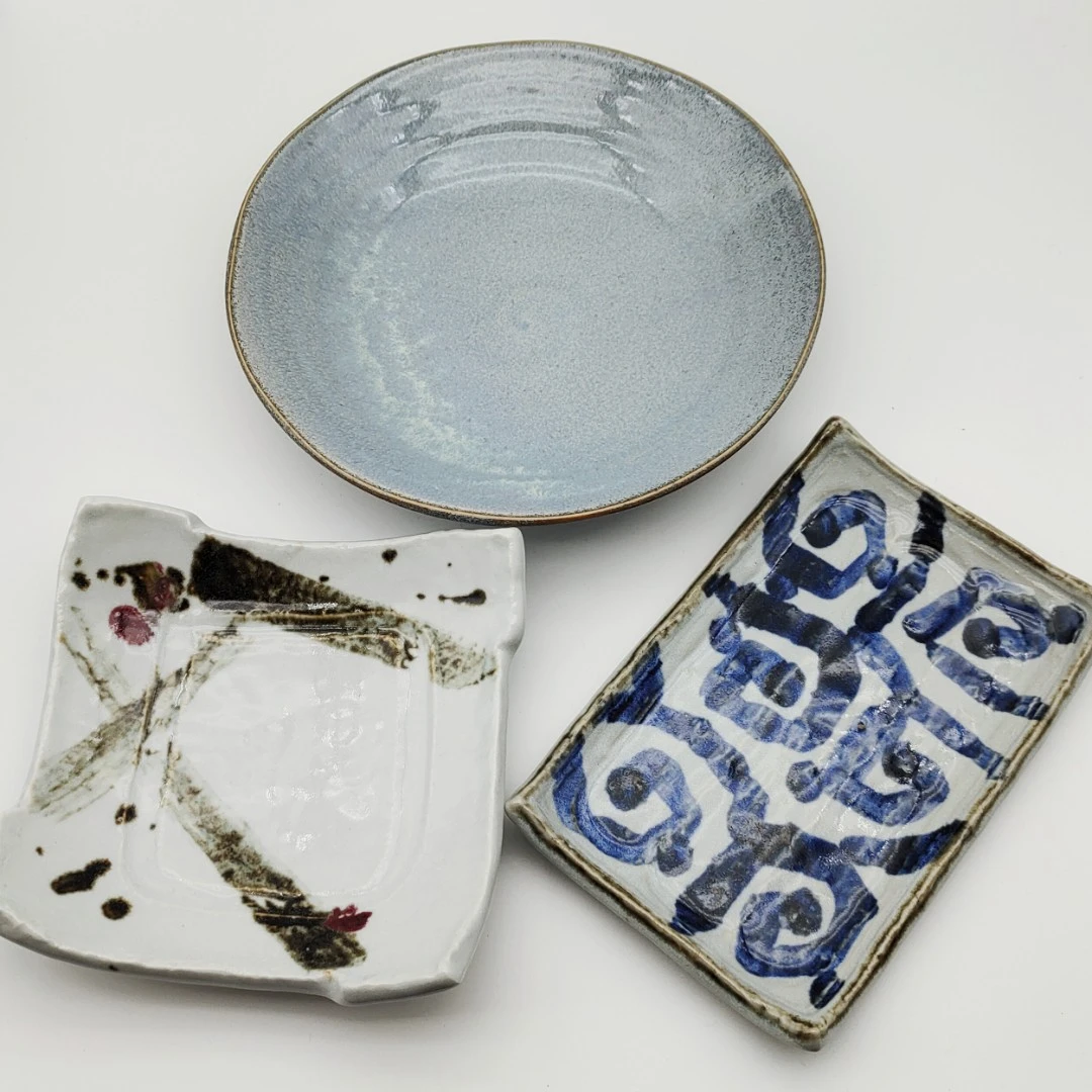 日本进口陶瓷餐具日式釉下彩家用手工手绘粗陶系列水果盘饭菜盘