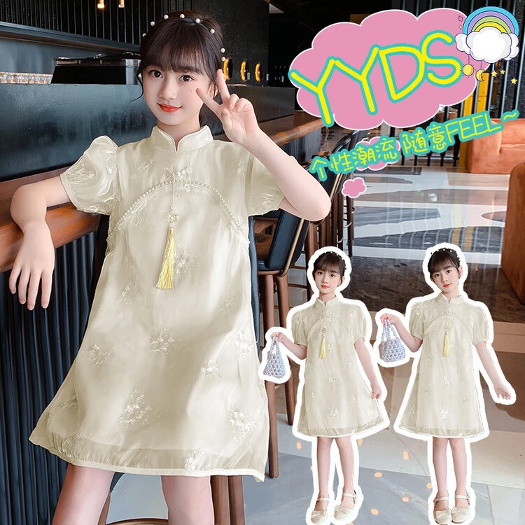 YY225]女童汉服旗袍连衣裙2024新款夏季洋气薄款公主裙中国风儿童