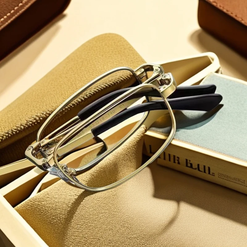 老花镜防蓝光可折叠时尚高清男女中老年便携式高档超轻送眼镜皮套