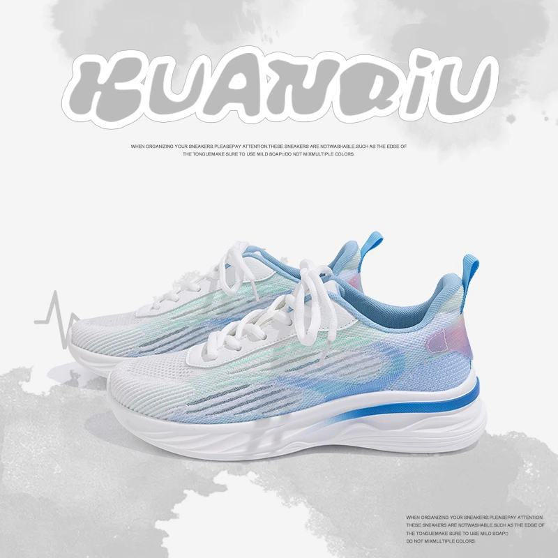 环球飞织网面鞋女2024夏季新款透气跑步鞋子女百搭运动鞋高能感