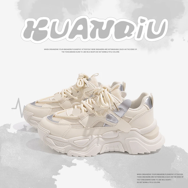 环球韩版轻便老爹鞋女2024夏季新款厚底增高潮鞋学生透气运动鞋