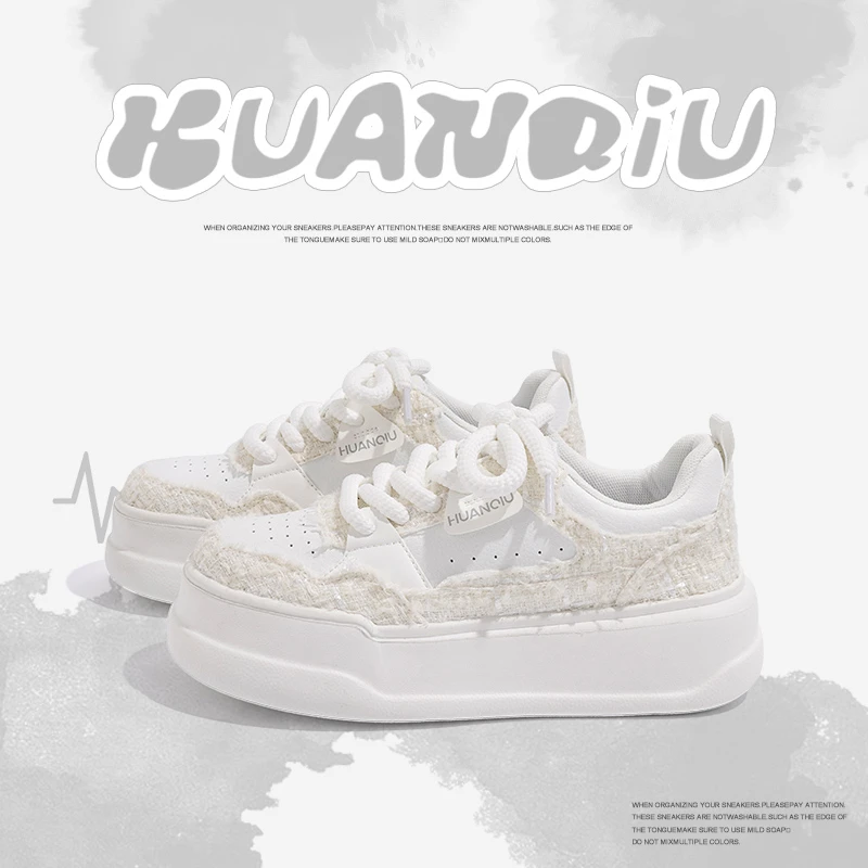 环球小香风小白鞋女2025新款秋韩版潮流增高板鞋休闲百搭厚底女鞋