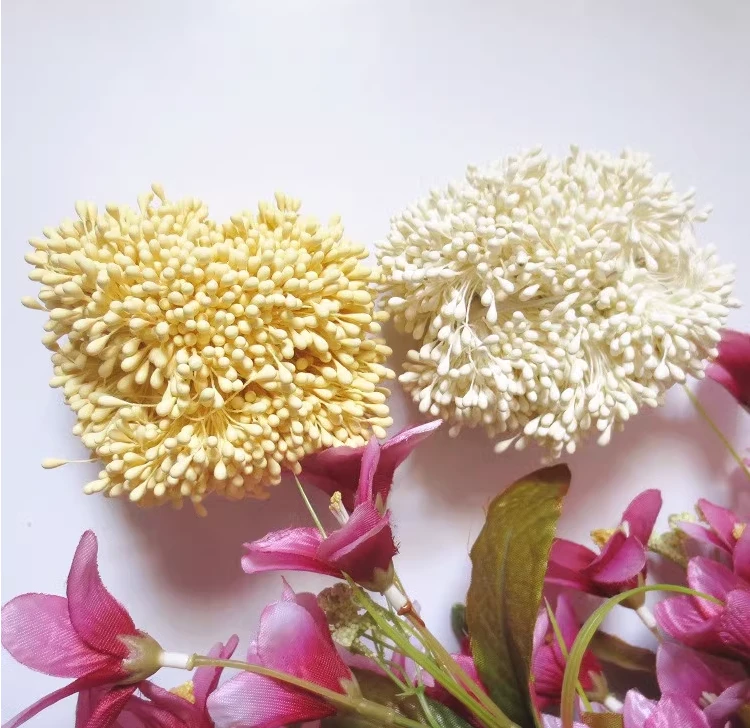 仿真花【手工花朵花芯】【约380根/扎】亚光石膏圆头花芯-装饰材料
