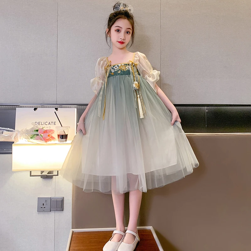 女童汉服夏季新款公主裙6-12岁潮款15中大童装中国风儿童仙气襦裙