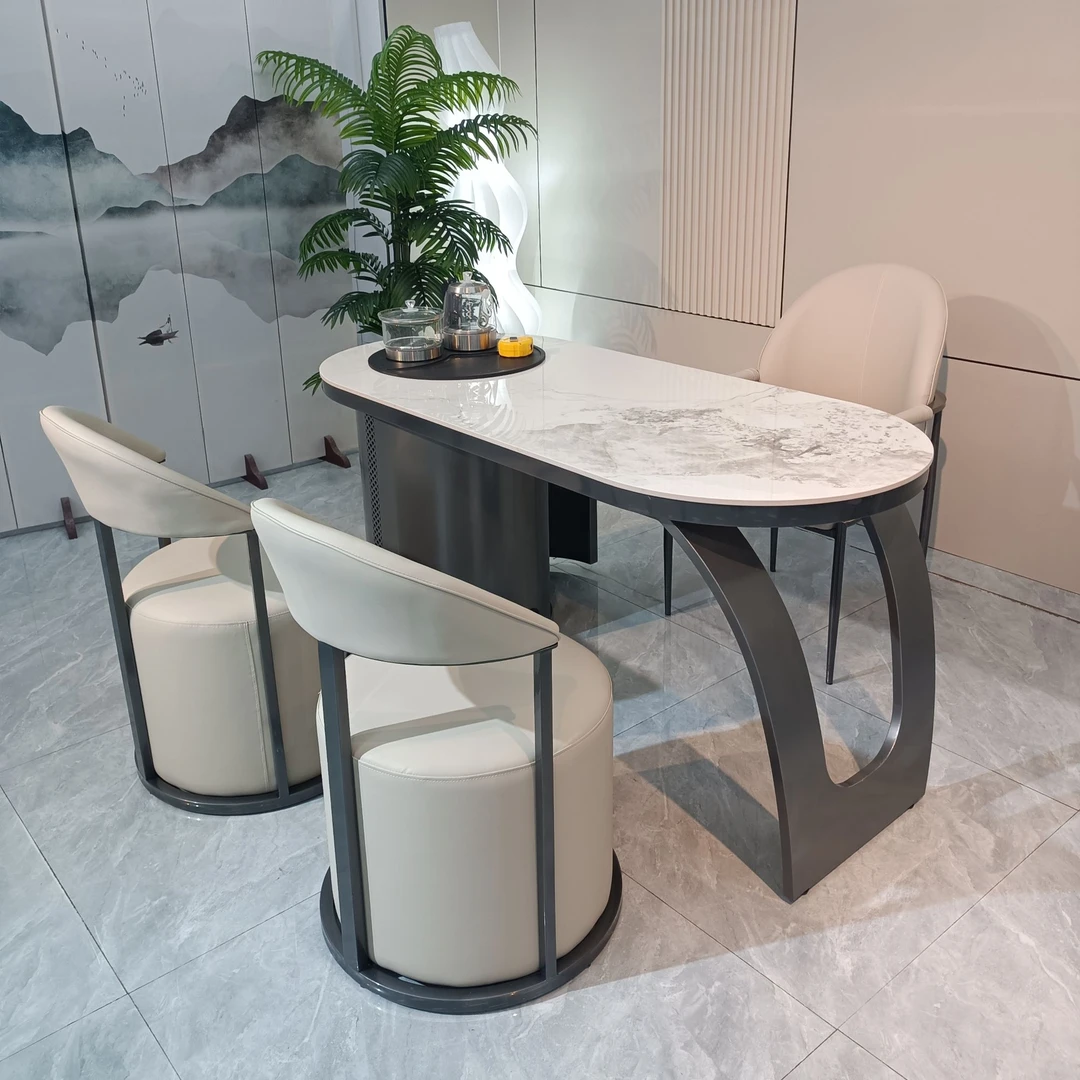 【碳素钢】岩板茶桌椅组合家用阳台茶台饭店茶室功夫泡茶桌烧水一体