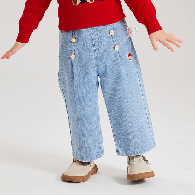 【丽姐】PawinPaw卡通小熊童装2024年春季新款直筒裤子PCTJE1281N