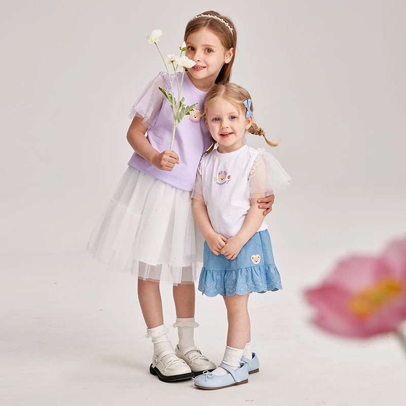 【达人专属】PawinPaw小熊童装夏季新款女童网纱短袖T恤PCRAE2422E