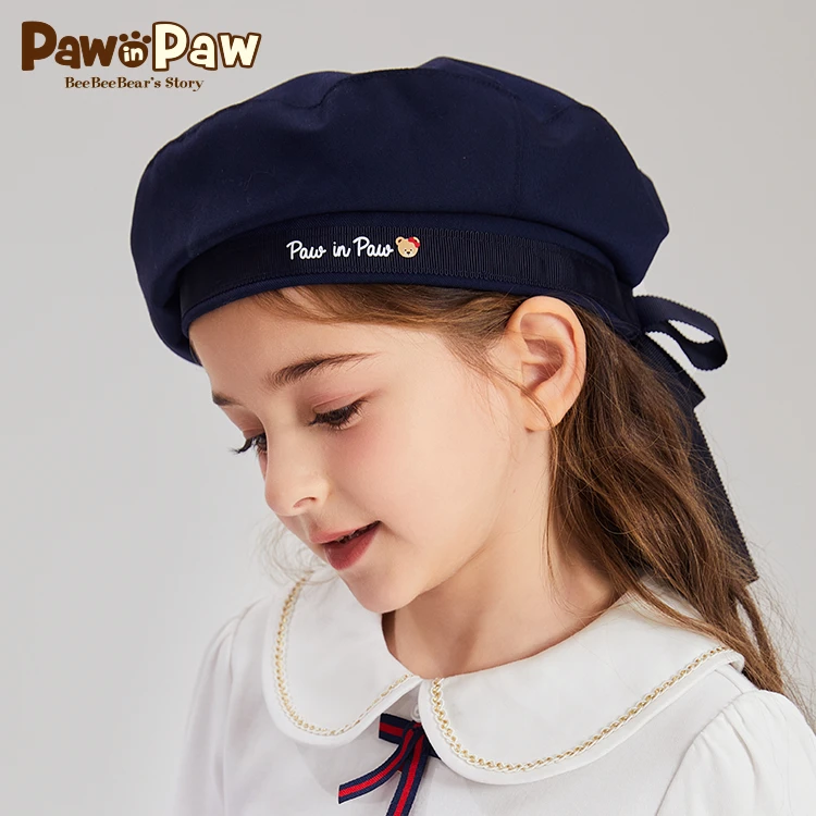 PawinPaw卡通小熊童装24年春季新款女童淑女气质贝雷帽PCACES221D
