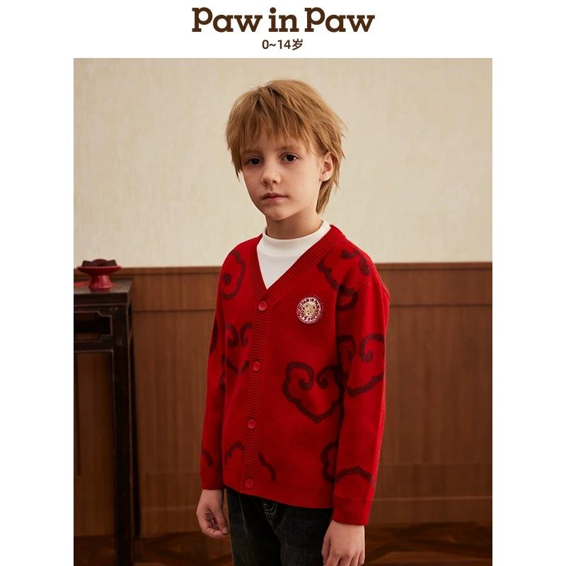 【达人专属】PawinPaw卡通小熊24年秋冬新款儿童针织开衫PCCKF1141T