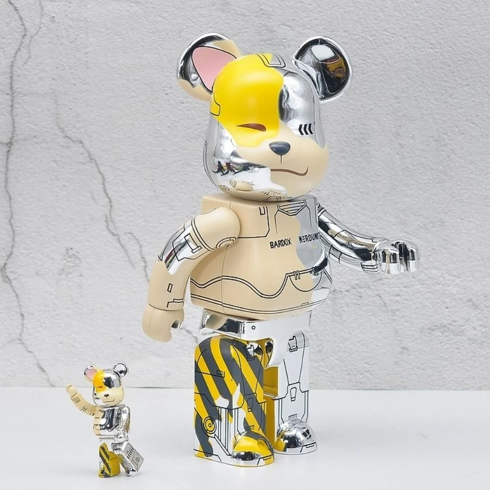 bearbrick暴力熊400%柯基狗电镀积木熊公仔盲盒礼物手办客厅摆件
