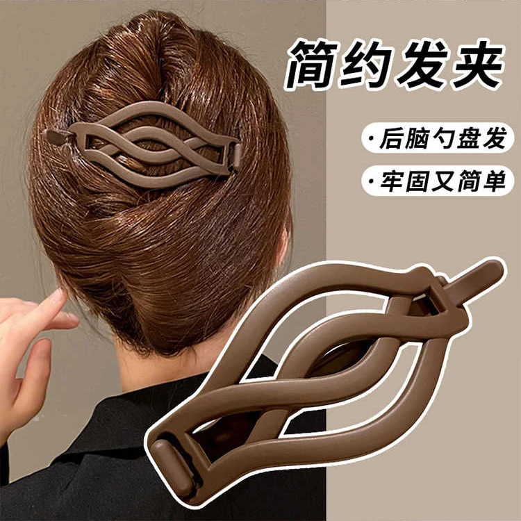 新款设计感超大号发夹慵懒盘发抓简约磨砂一字发夹扣女扭扭夹女生