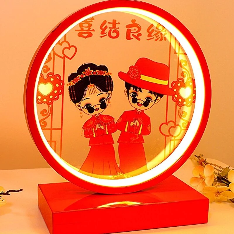 台灯床头灯陪嫁灯红色创意长明灯智能语音新娘结婚婚庆婚房卧室