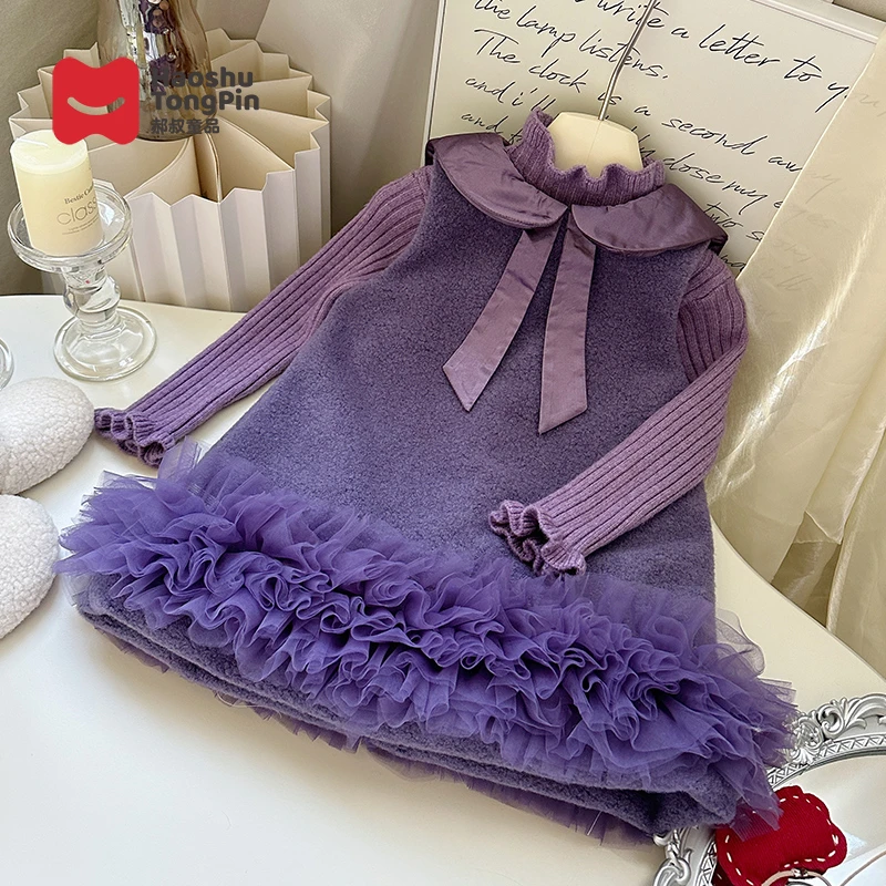 郝叔童品圣诞新年生日毛呢蓬蓬纱背心连衣裙冬洋气公主裙HS55283