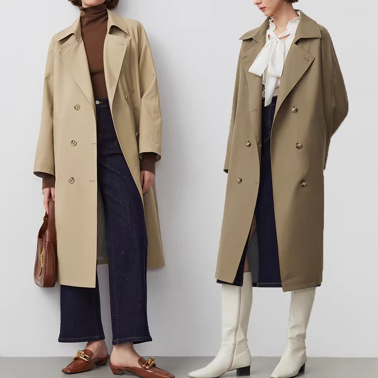 中长款外套新款风衣赫本风韩版宽松双排扣过膝穿搭气质女士春秋