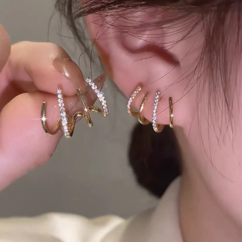 合金耳饰 1001-四爪耳排耳环小众设计感网红耳饰防过敏银耳钉